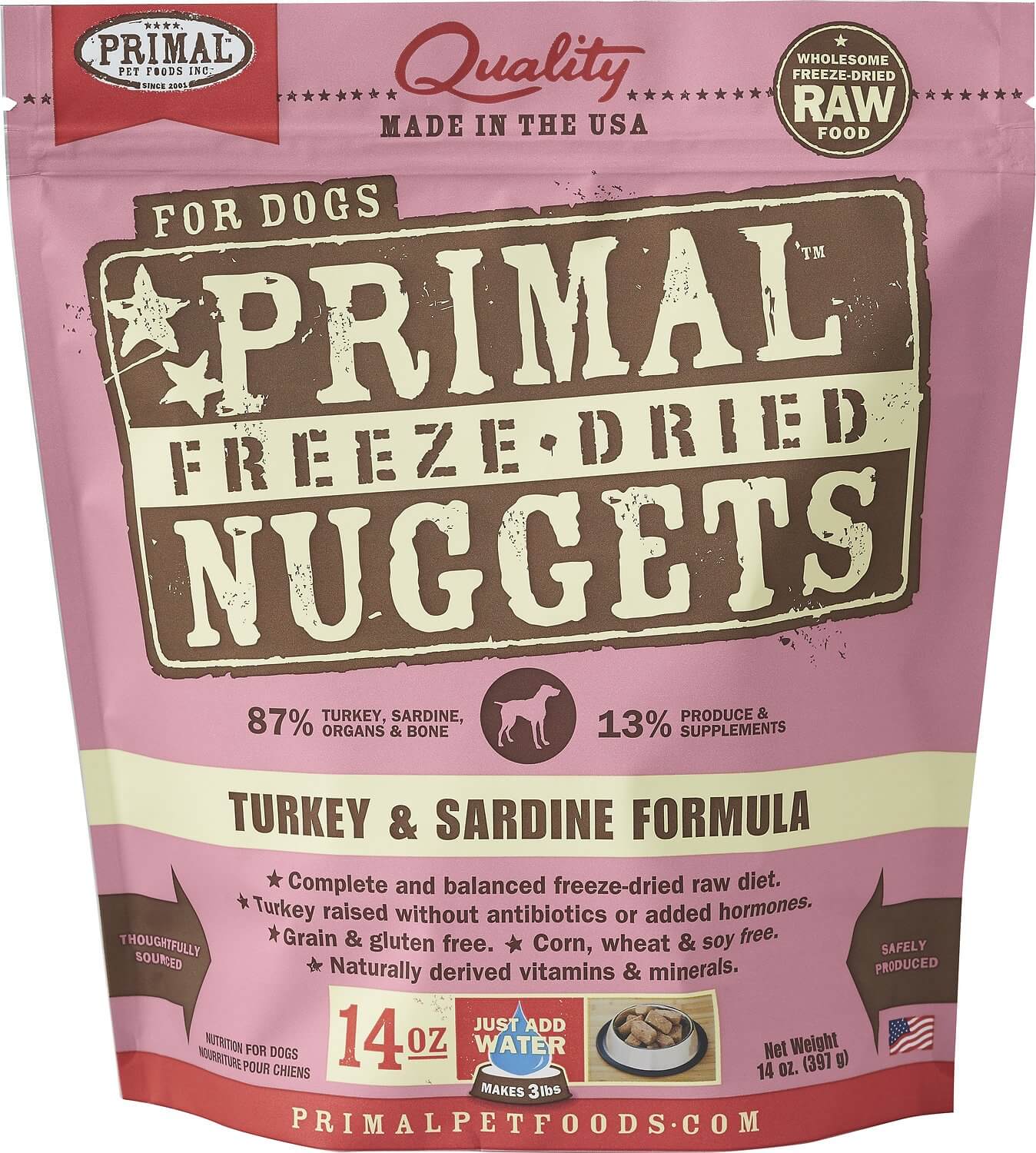 Primal Freee-Dried Turkey and Sardine Nuggets - Best Raw Dog Foods