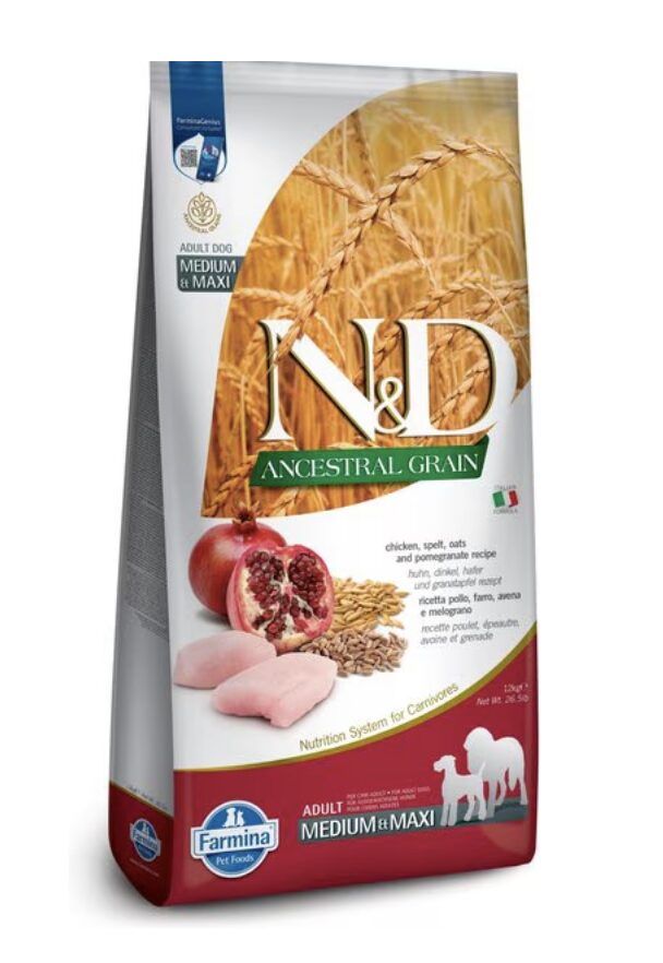 Farmina N&D Ancestral Grain Adult Chicken & Pomegranate Medium & Maxi  - Best Dog Food For Labradoodles